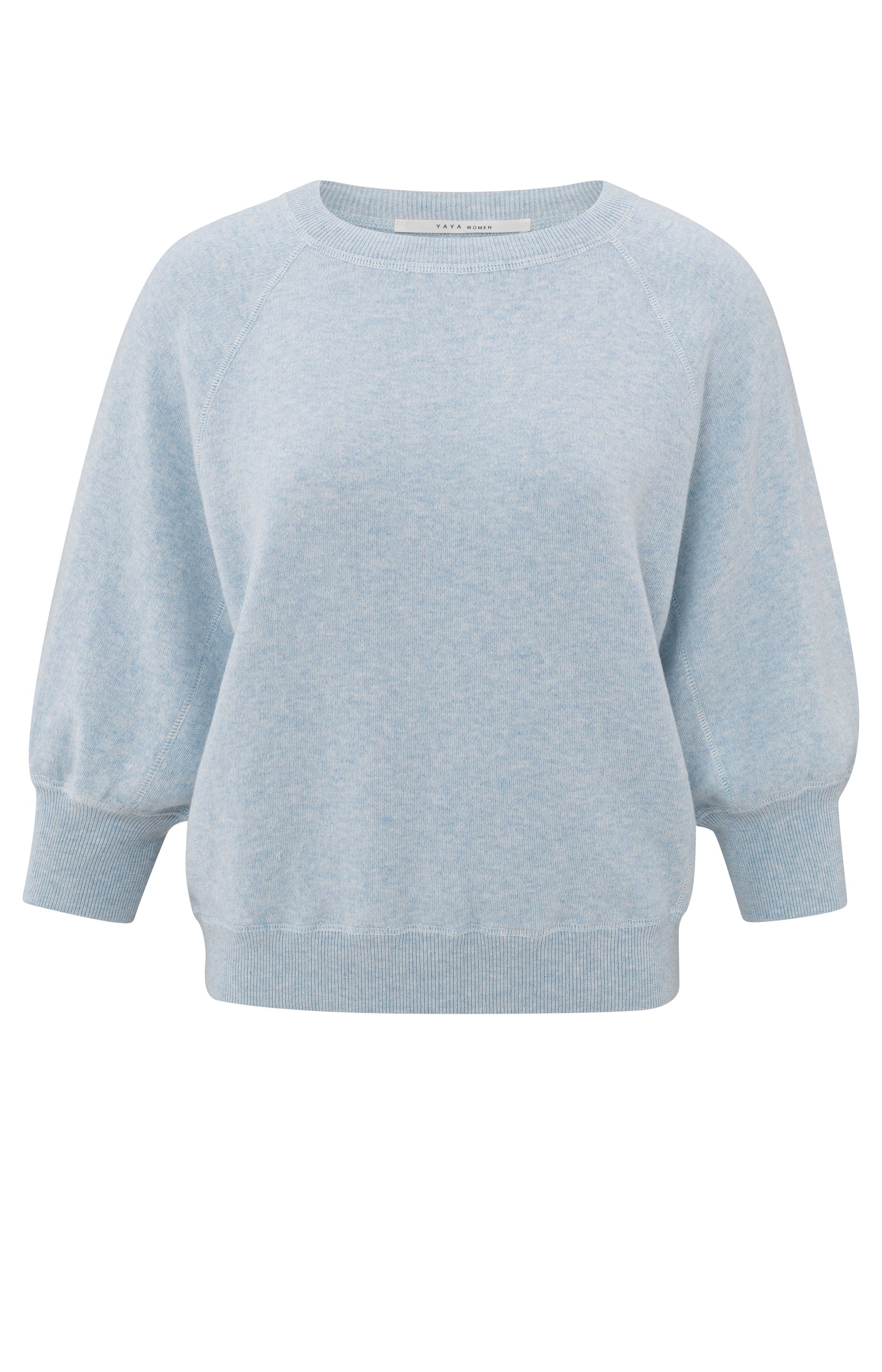 YAYA Round Neck Sweater Half Long Raglan Sleeves