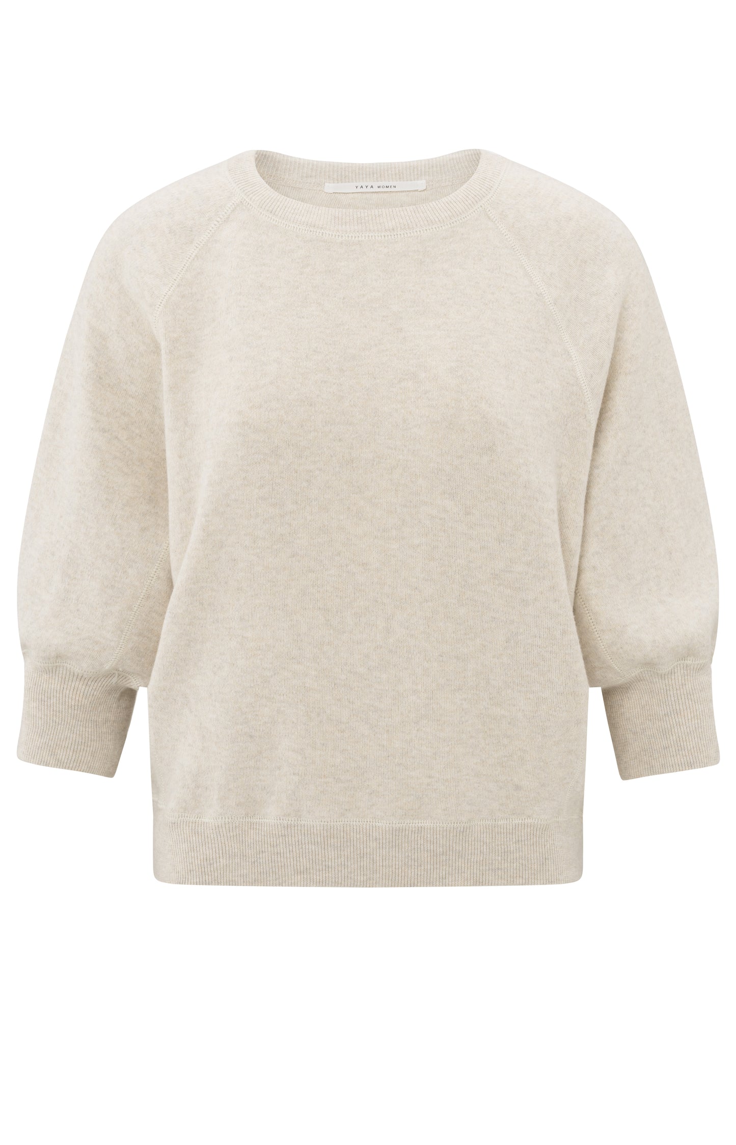YAYA Round Neck Sweater Half Long Raglan Sleeves