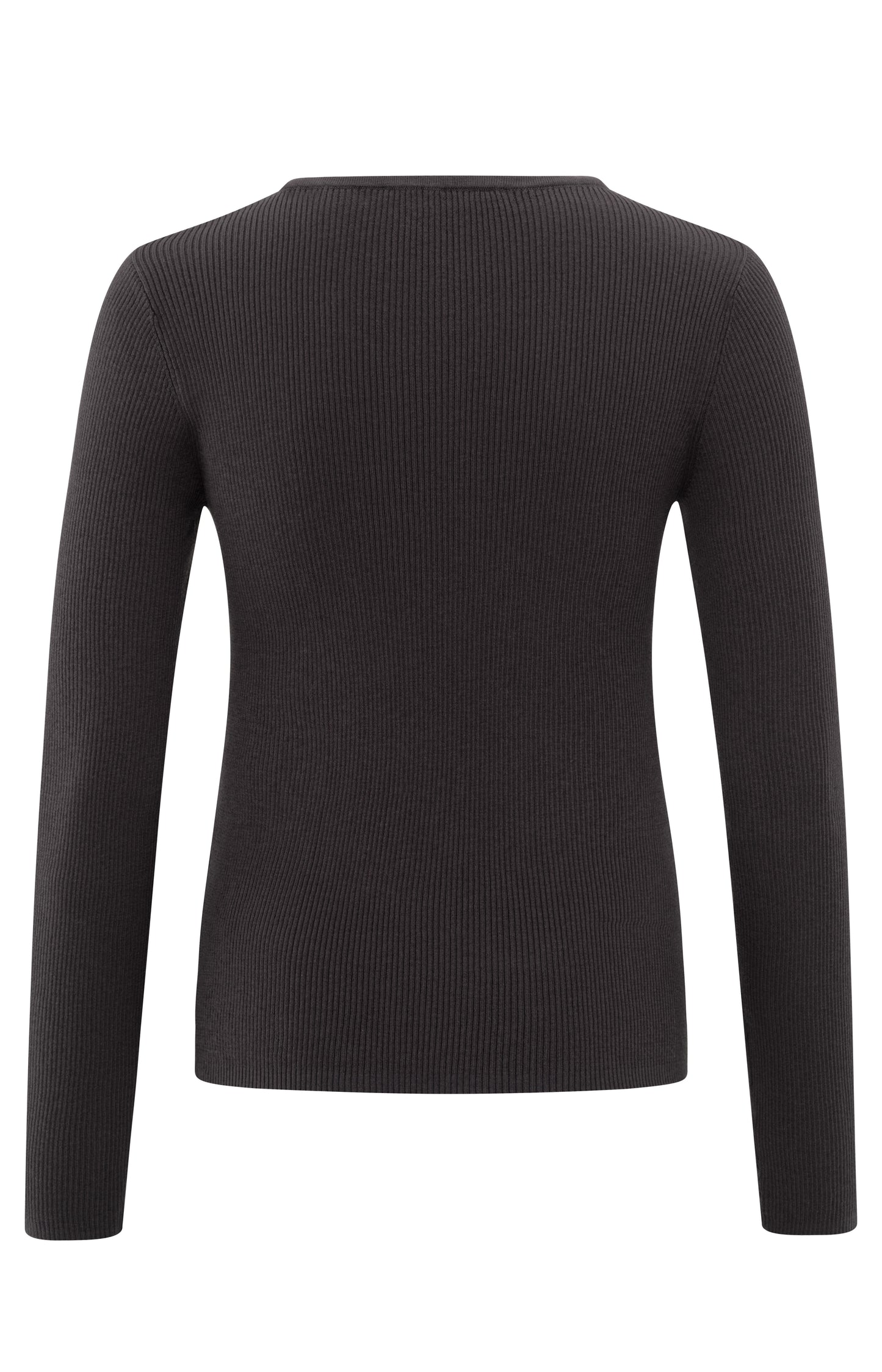 YAYA Rib Stitch Fitted Sweater With Buttons