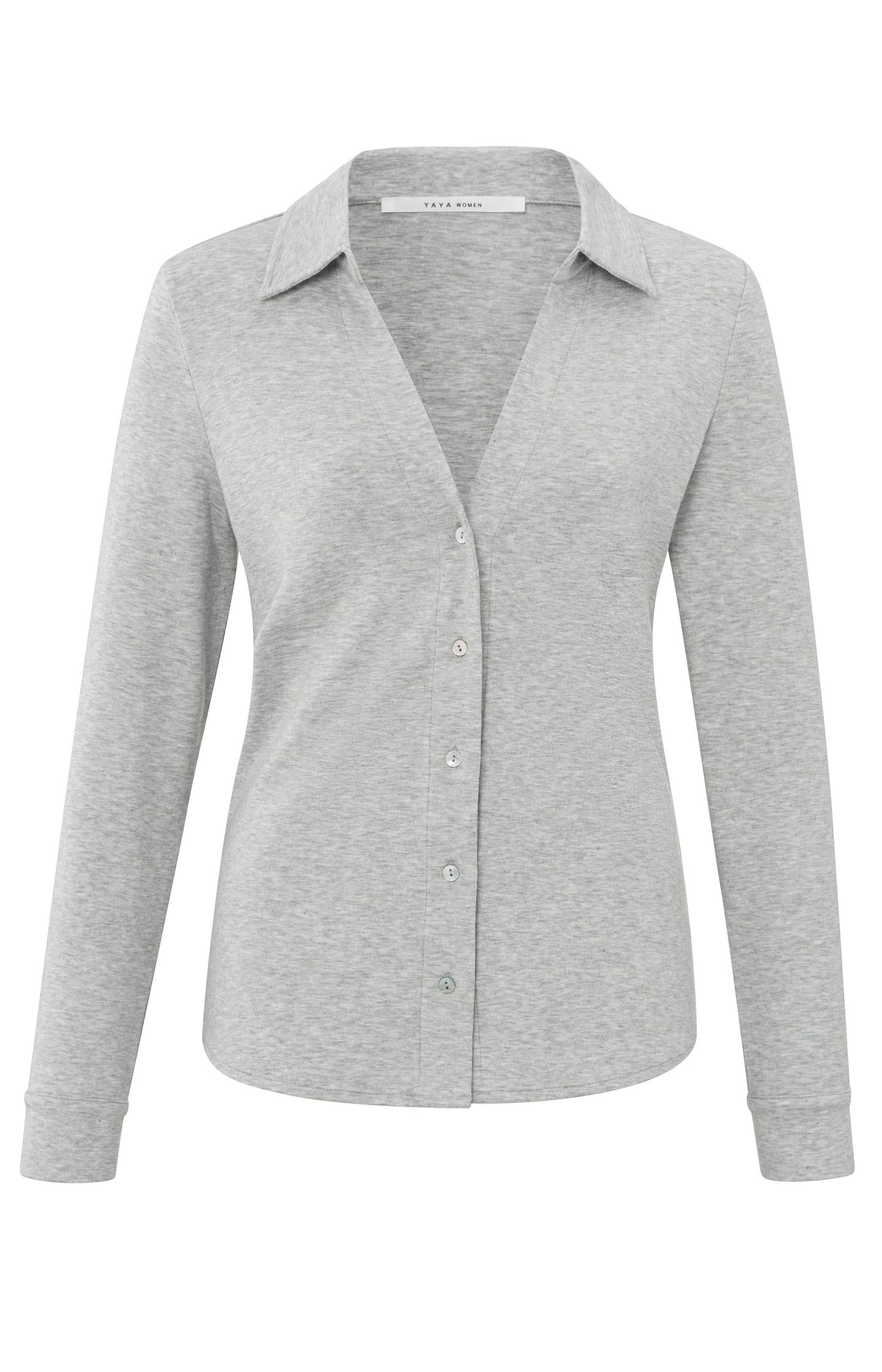 YAYA Sky Grey Melange Collar Long Sleeve