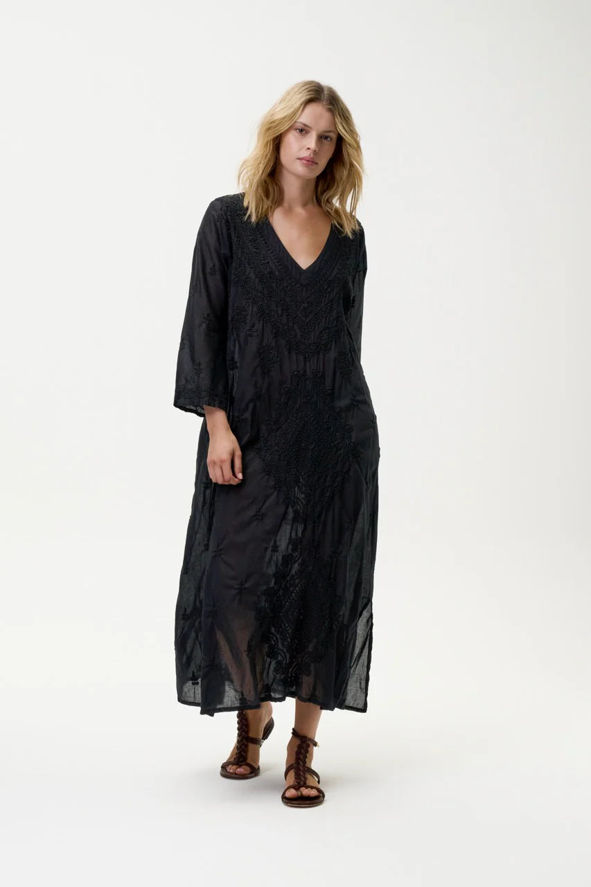 One Season Long Goa-Embroidery-Cotton-Black/Black