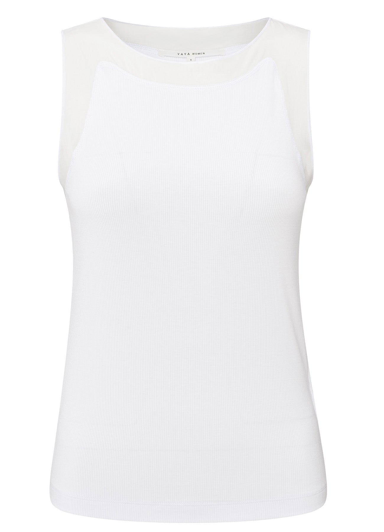 YAYA Sleeveless Rib Top with Woven Detail