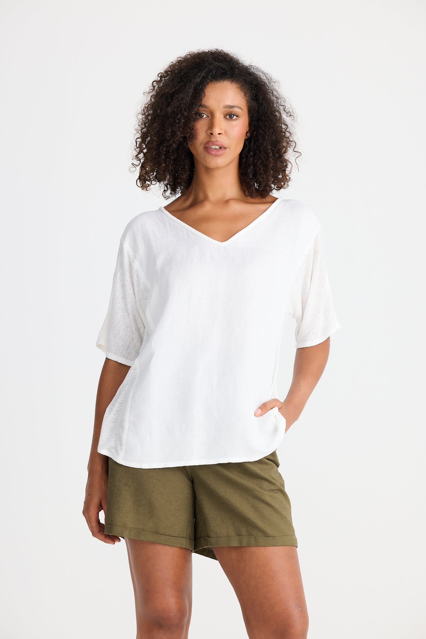 Shanty Livorno Top - White Linen Blend