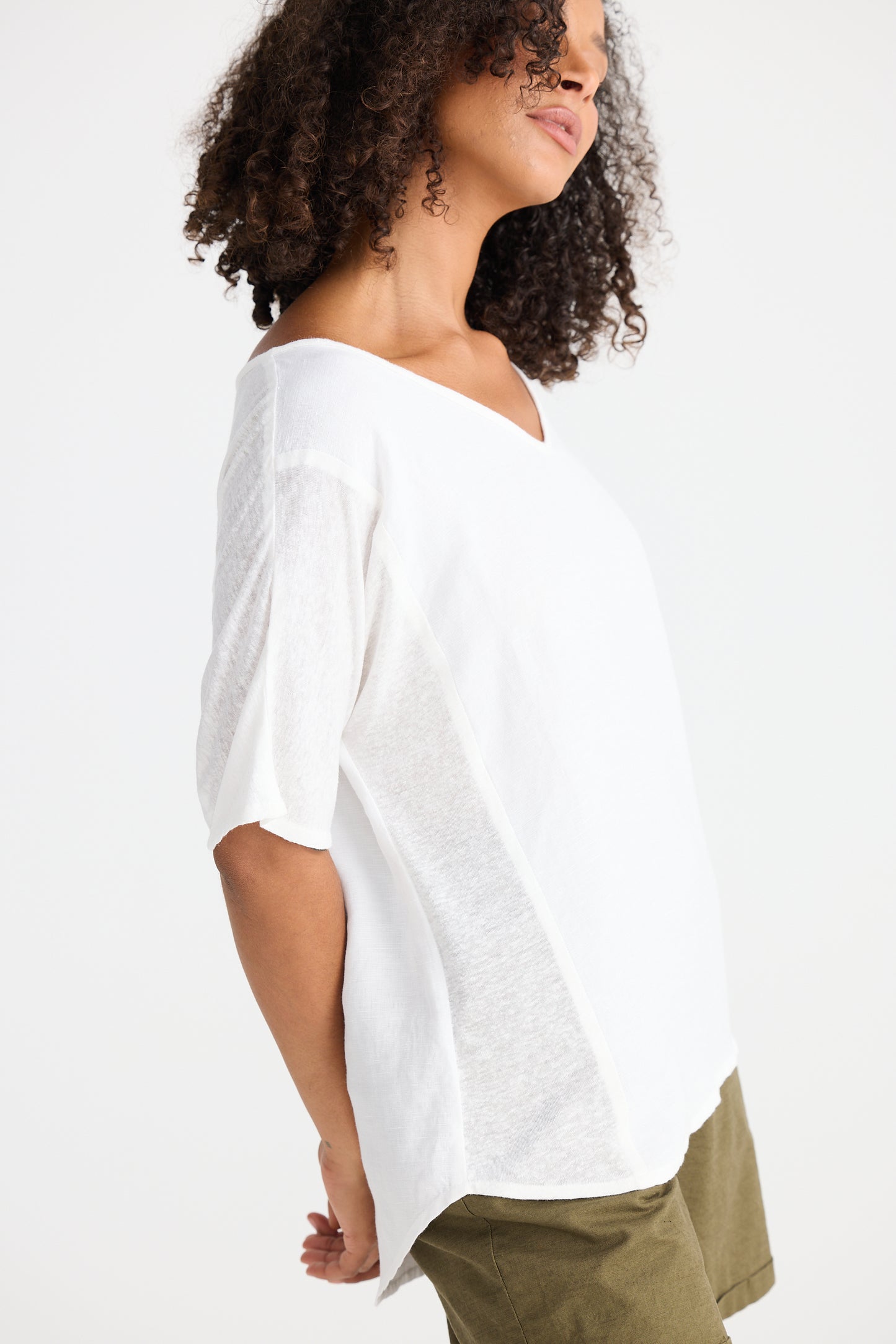 Shanty Livorno Top - White Linen Blend