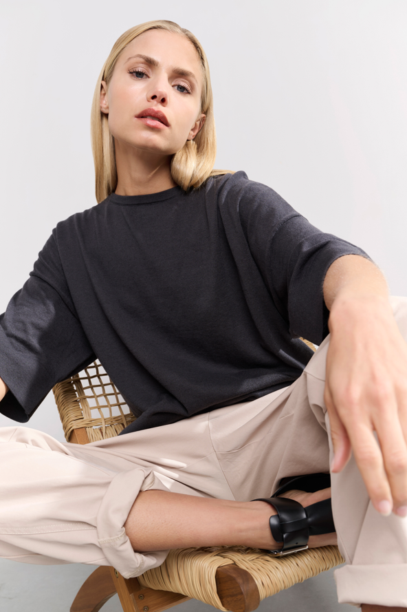 YAYA Oversized Fine Knitted T-shirt Ss