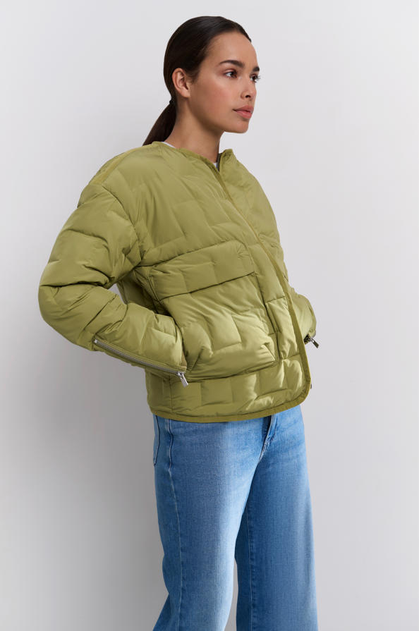 YAYA Short Nylon Quilted Jacket With Zipper Details