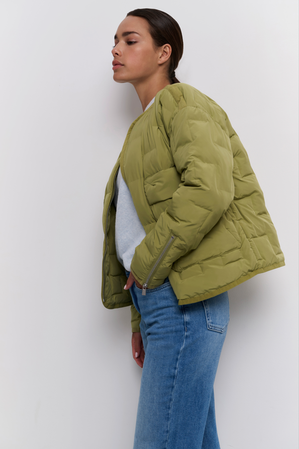 YAYA Short Nylon Quilted Jacket With Zipper Details