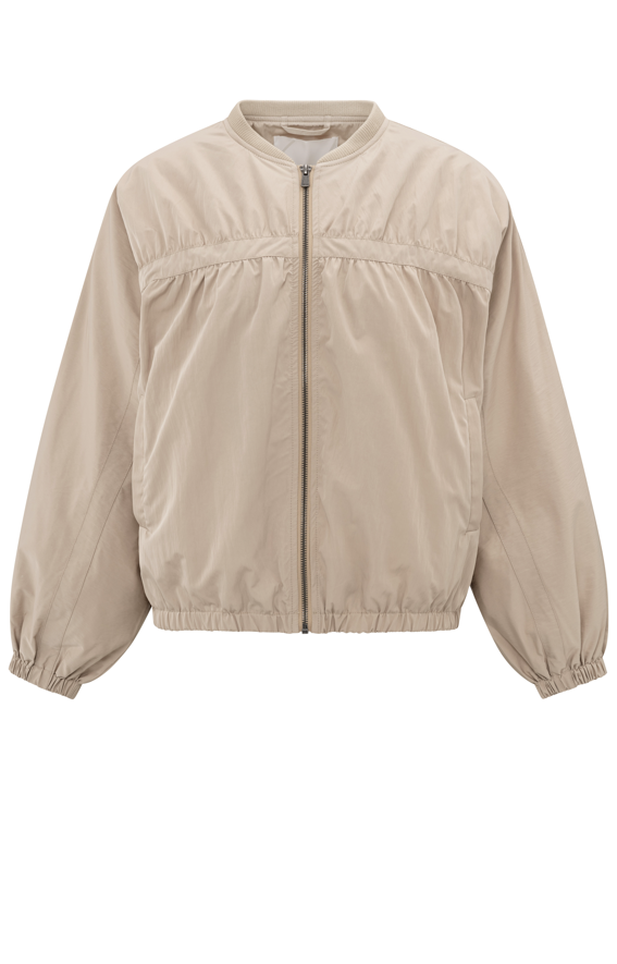YAYA Nylon Cropped Bomber Jacket With Taping Detail