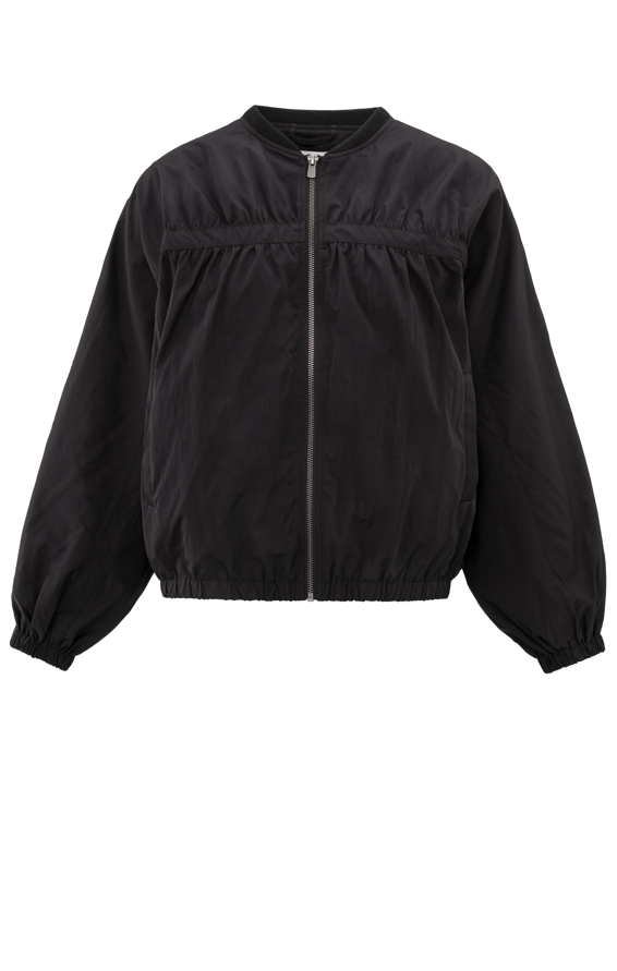 YAYA Nylon Cropped Bomber Jacket With Taping Detail