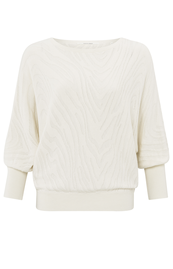 YAYA Boatneck Jaquard Sweater 3/4 Sleeve