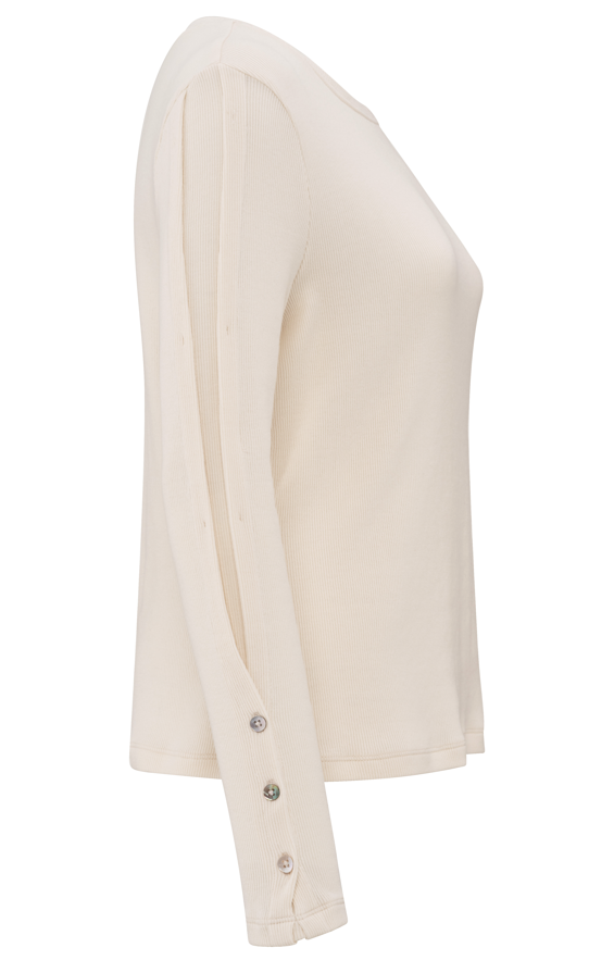 YAYA Long Sleeve Top With Buttons On Sleeves