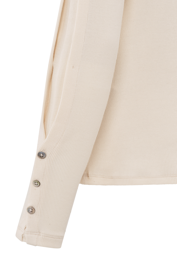 YAYA Long Sleeve Top With Buttons On Sleeves