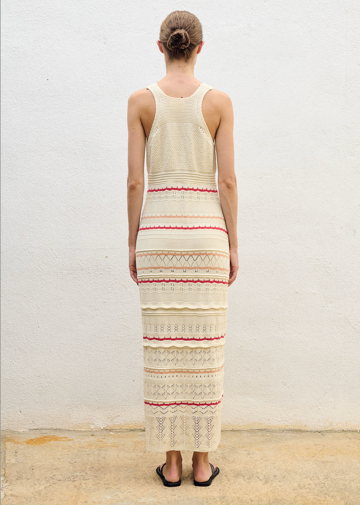 Sita Murt Red and Cream Knitted Dress with Open Work