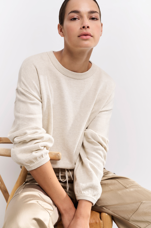 YAYA Sweater With Cord At Bottom Hem
