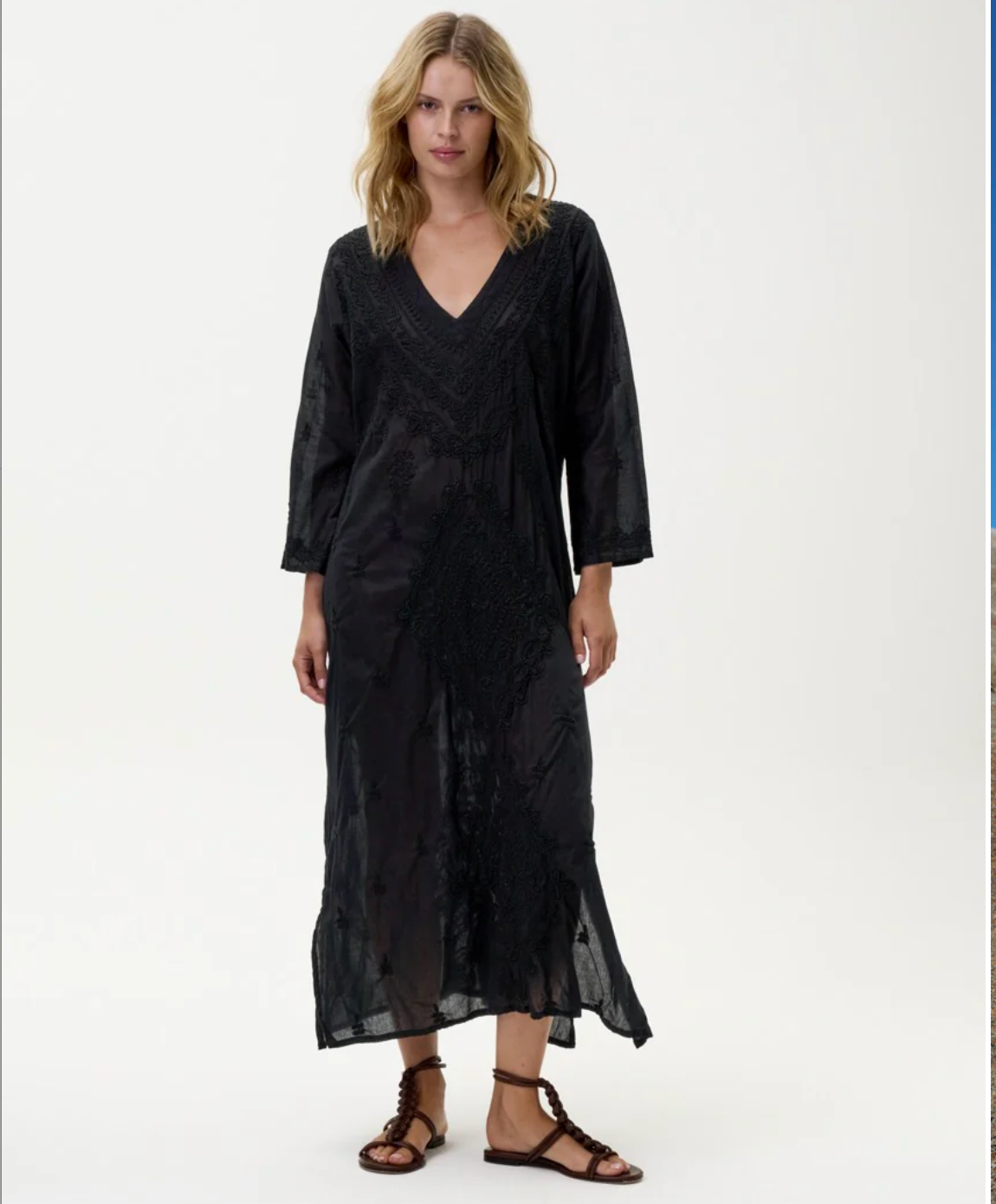 One Season Long Goa-Embroidery-Cotton-Black/Black