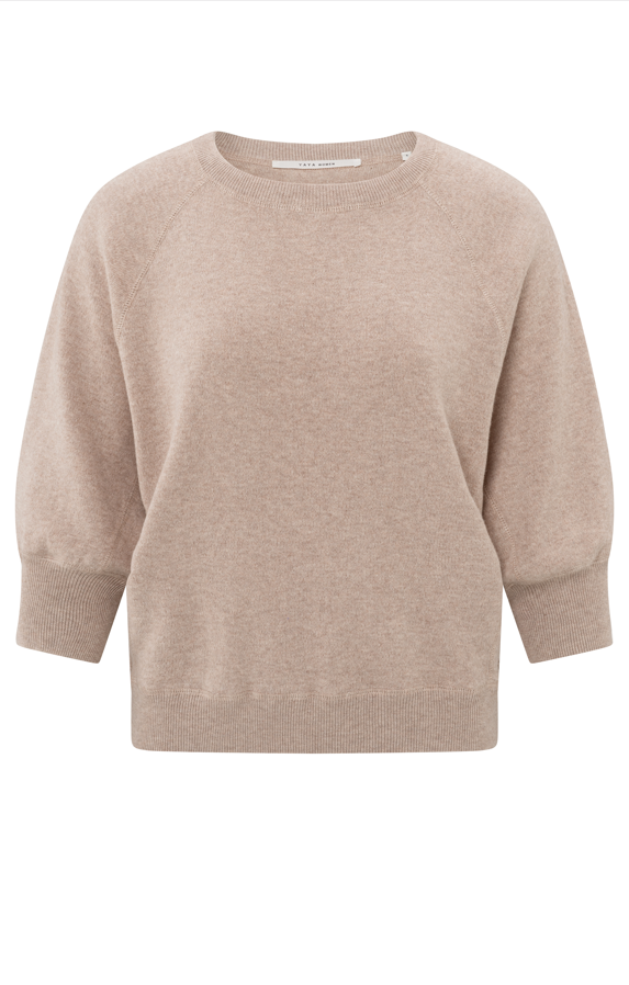 YAYA Round Neck Sweater Half Long Raglan Sleeves