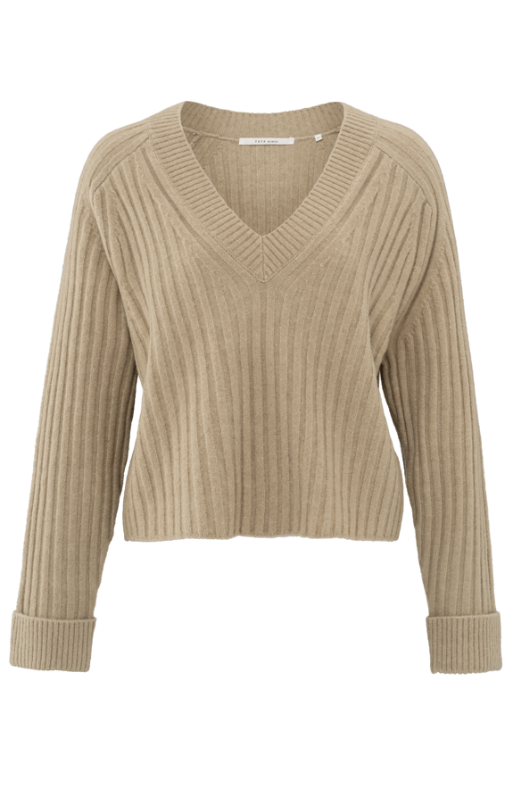 YAYA V-neck Rib Sweater Ls