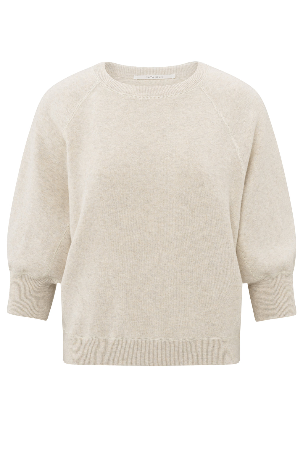 YAYA Round Neck Sweater Half Long Raglan Sleeves