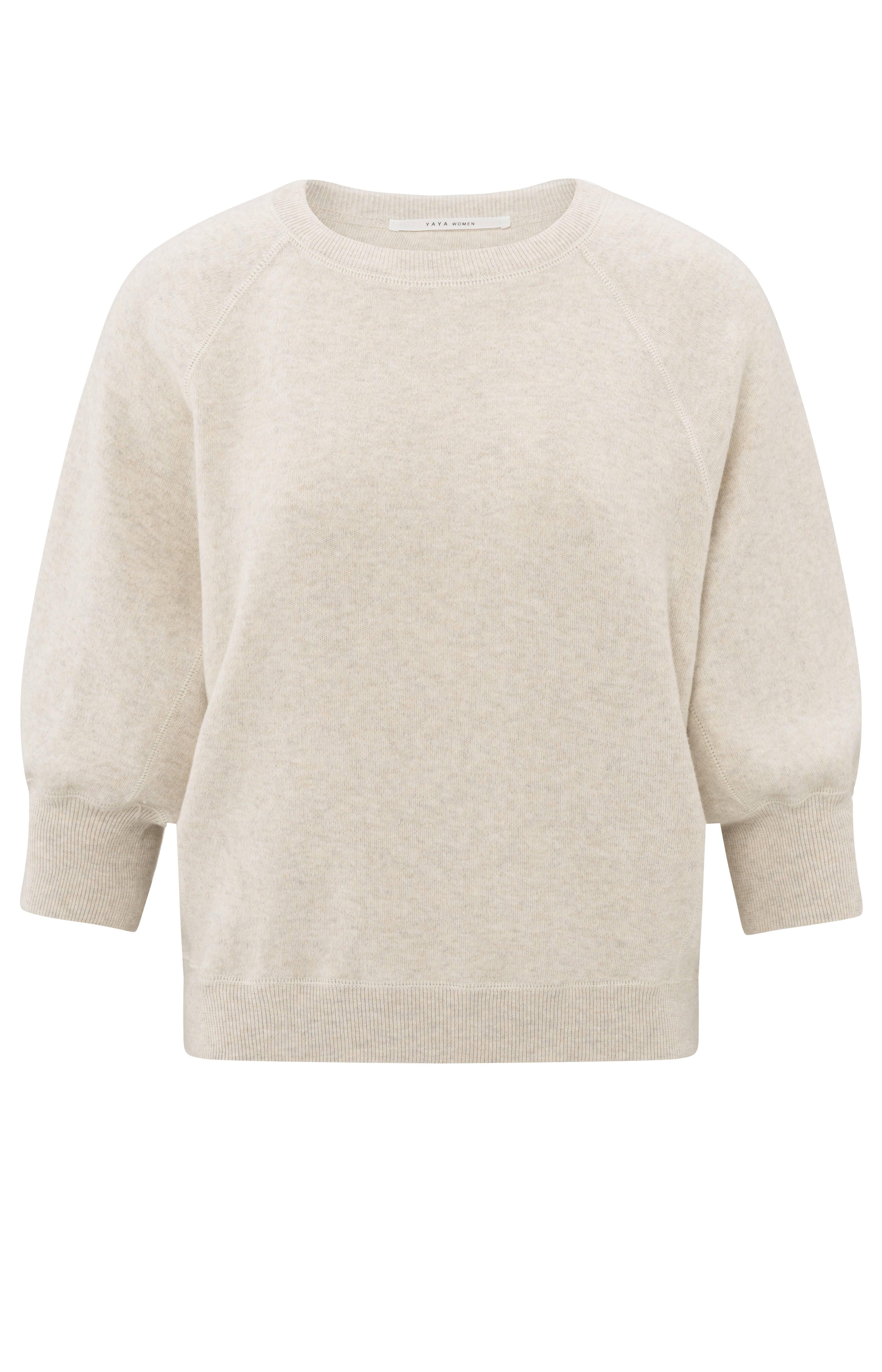 YAYA Round Neck Sweater Half Long Raglan Sleeves