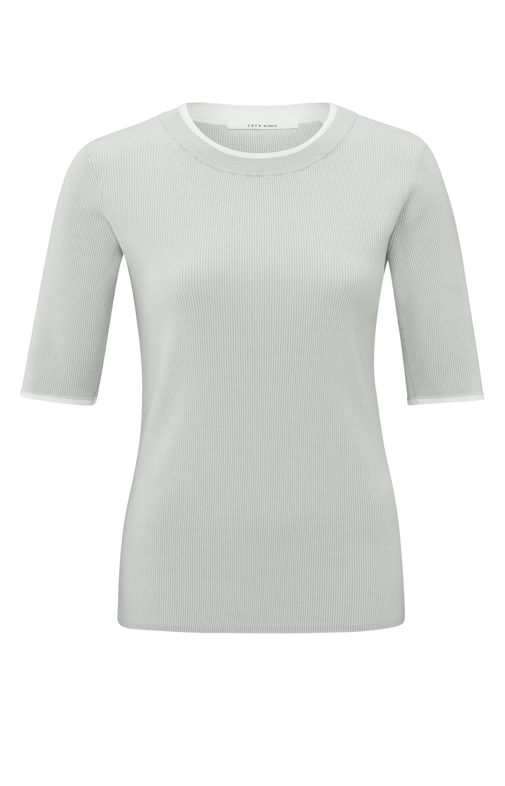 YAYA Ribbed Grey Melange Top