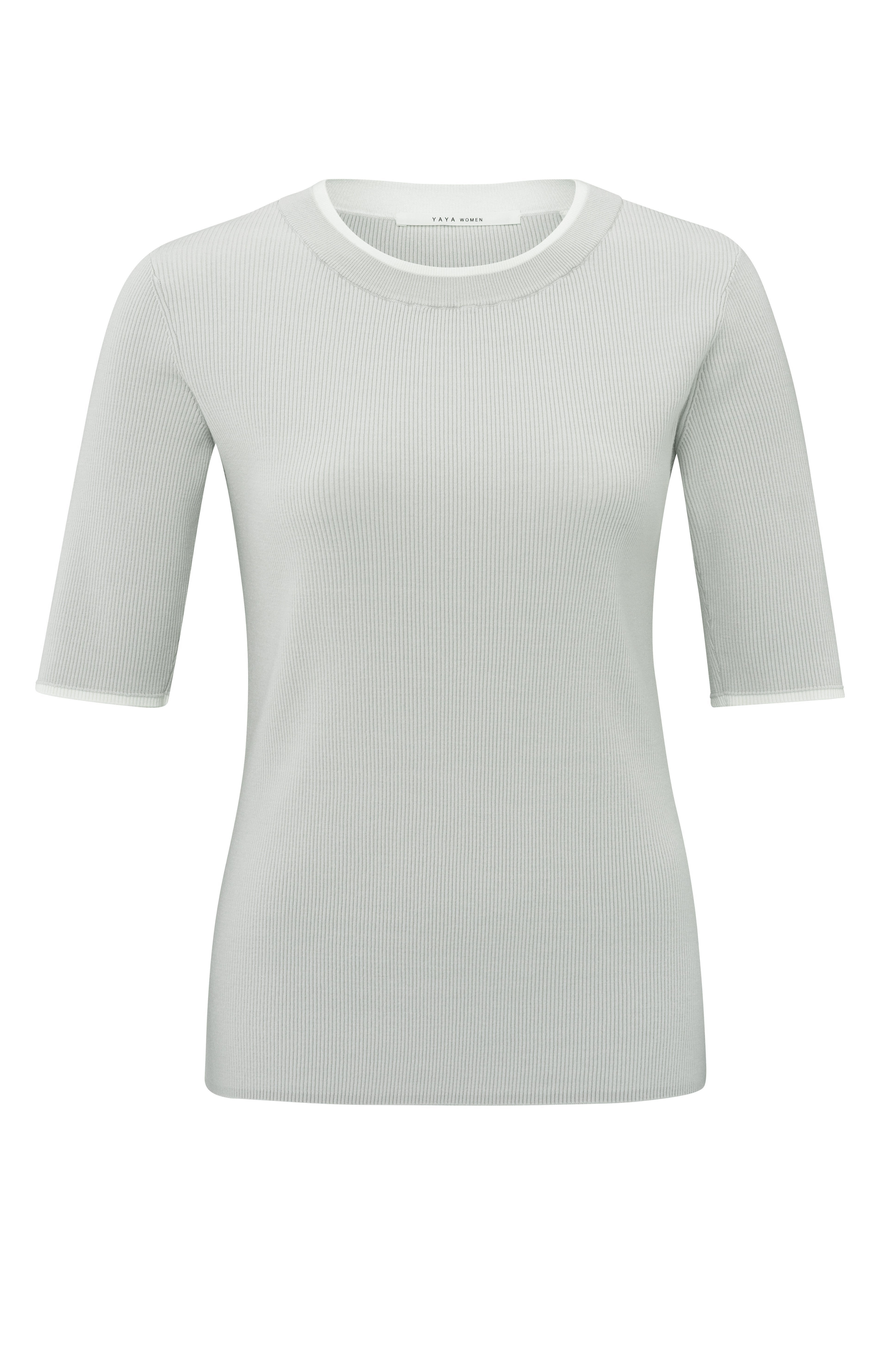 YAYA Ribbed Grey Melange Top