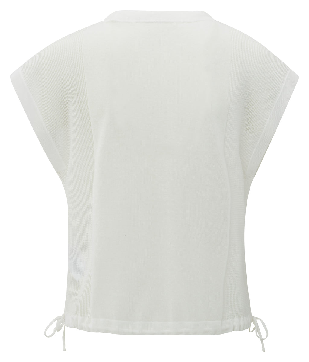 YAYA Sleeveless Mixed Textures Swea