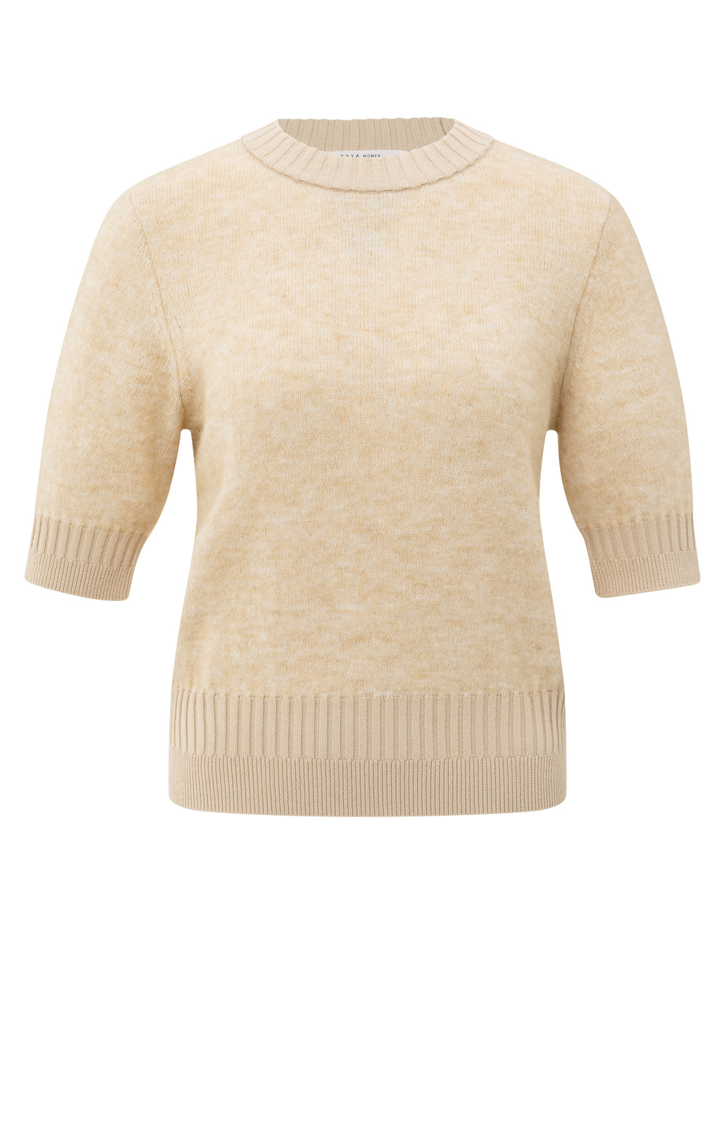 YAYA Short Sleeve Sweater With Rib Brownish Grey