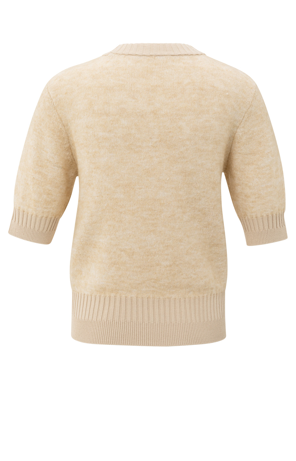 YAYA Short Sleeve Sweater With Rib Brownish Grey