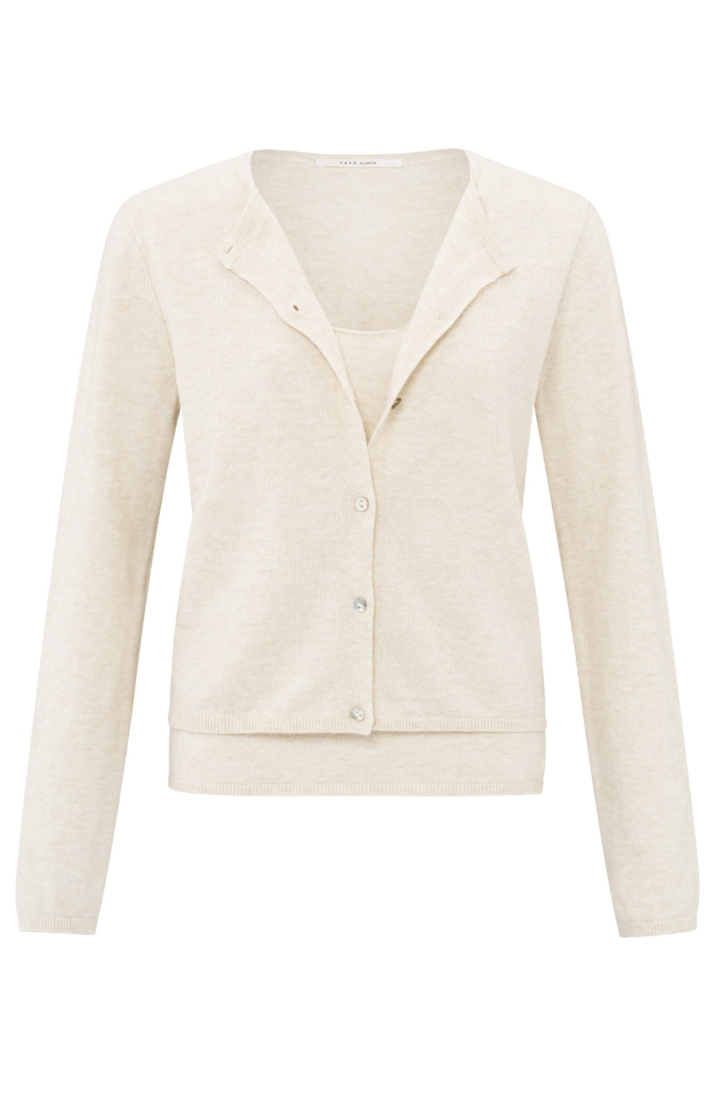 YAYA Nature Melange Short Cardigan Two in One Piece