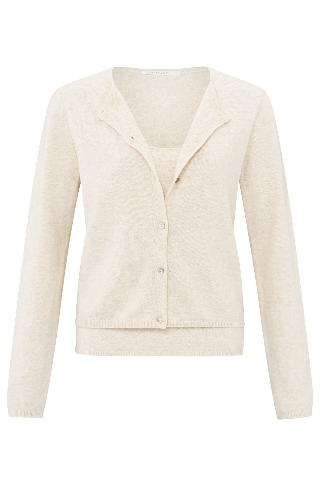 YAYA Nature Melange Short Cardigan Two in One Piece