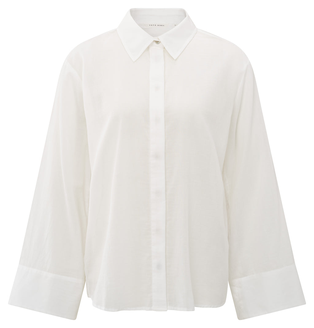 YAYA Sheer Boyfriend Shirt With Button
