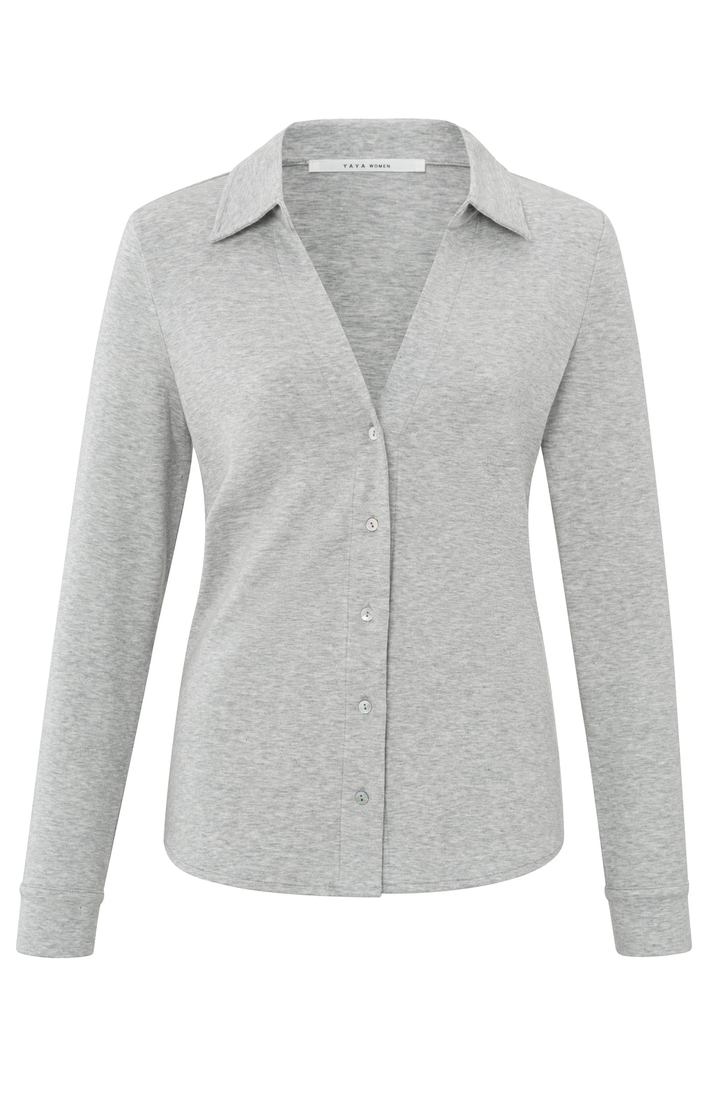 YAYA Sky Grey Melange Collar Long Sleeve