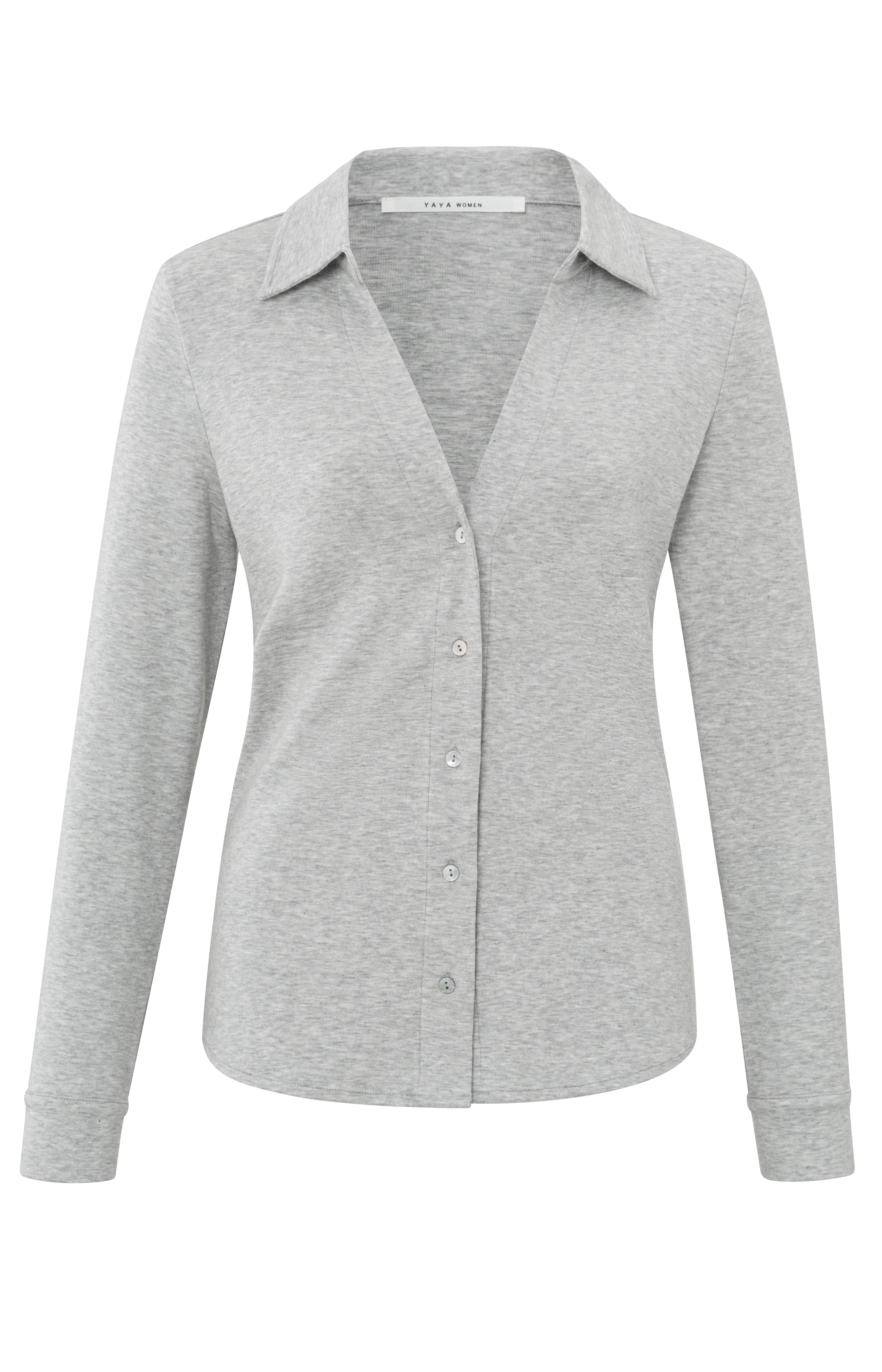 YAYA Sky Grey Melange Collar Long Sleeve