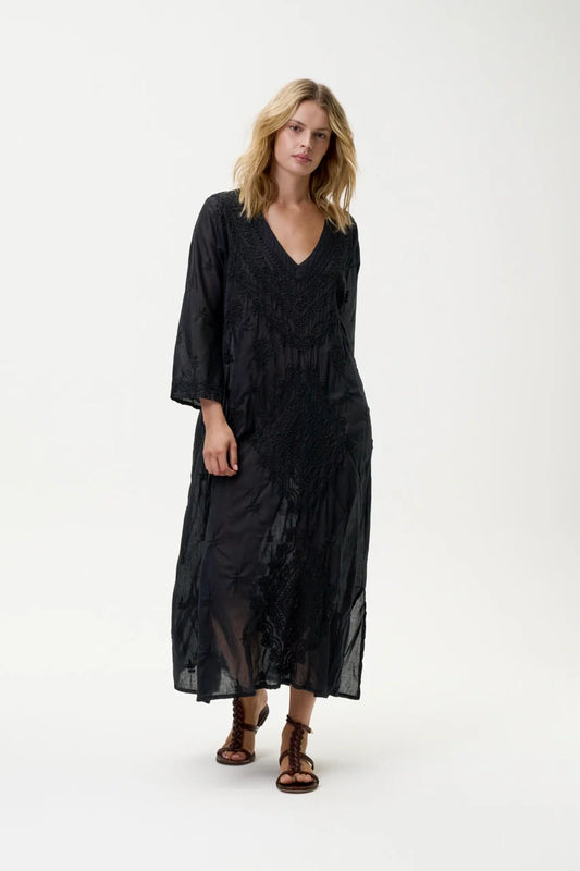 One Season Long Goa-Embroidery-Cotton-Black/Black