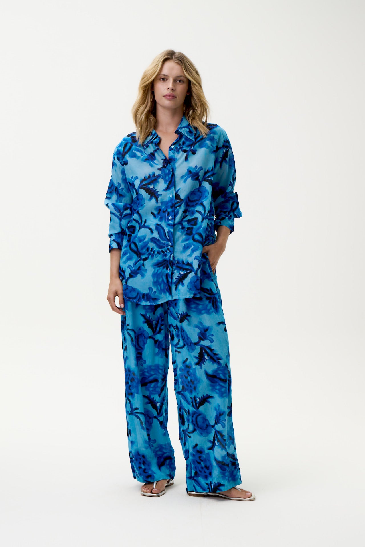 One Season Claudia Shirt-Milos-Sushi Voile-Blue