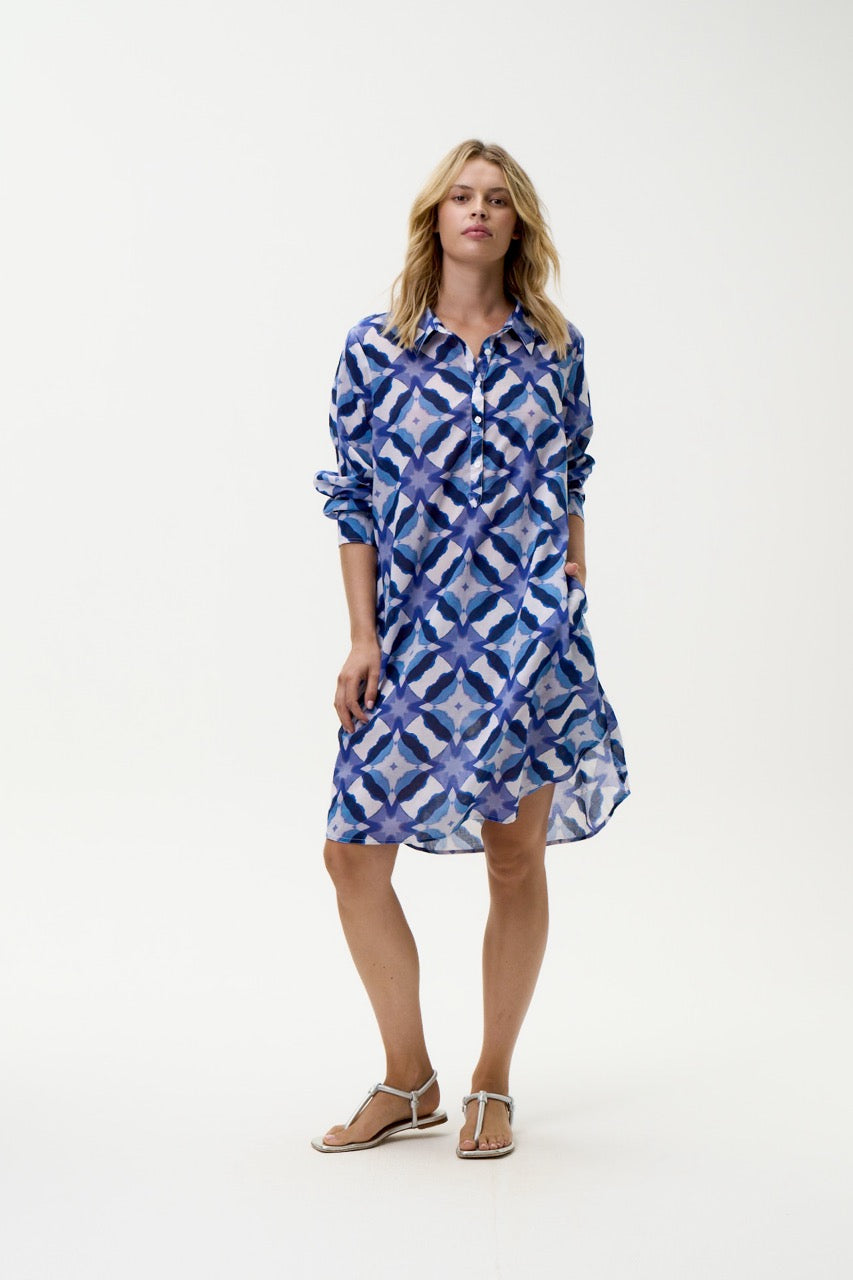 One Season Floreat Middy Gili - Blue Ikat
