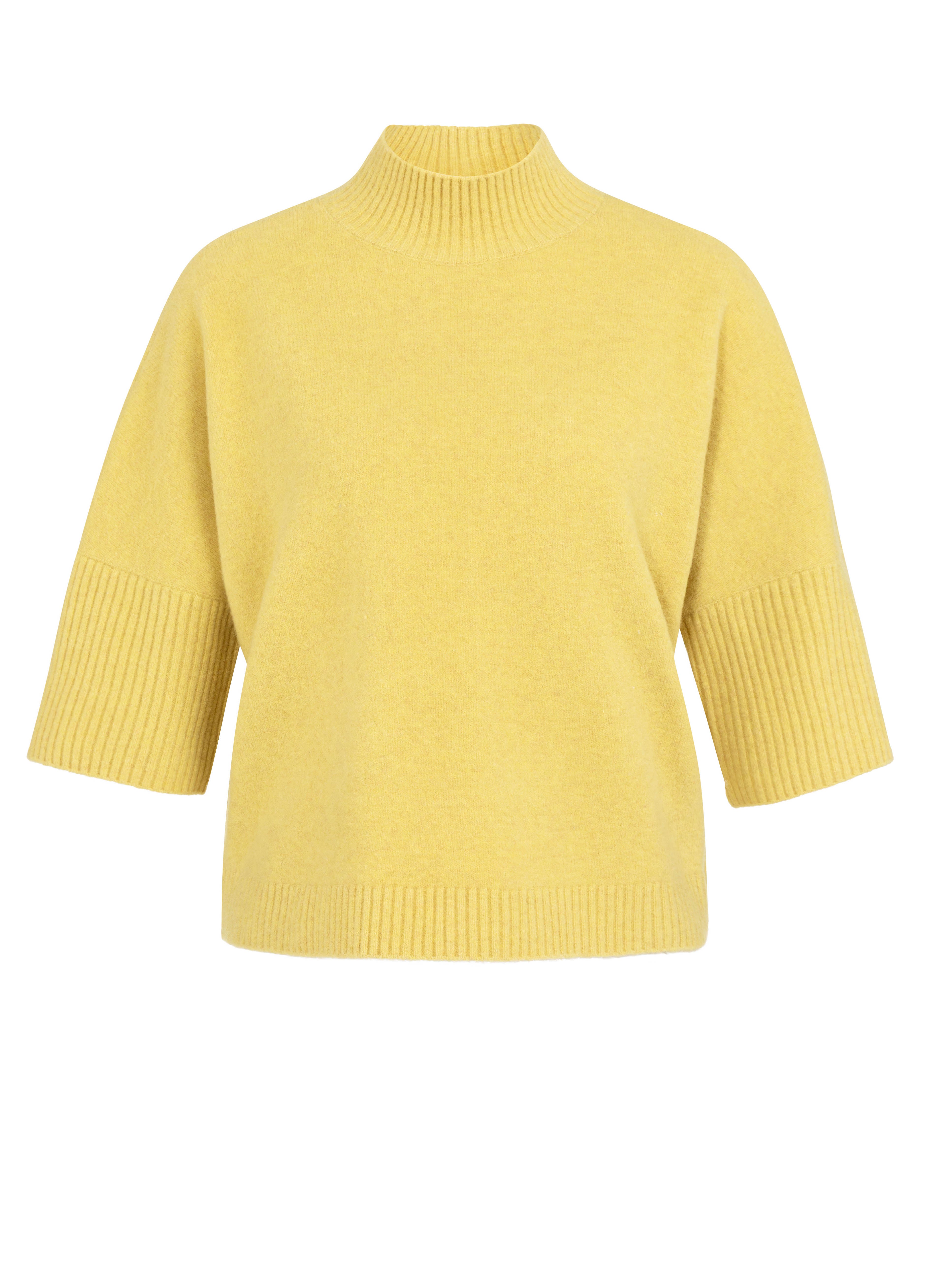 YAYA High Neckline Sweater With Rib Sleeves Dried Moss Green Mel