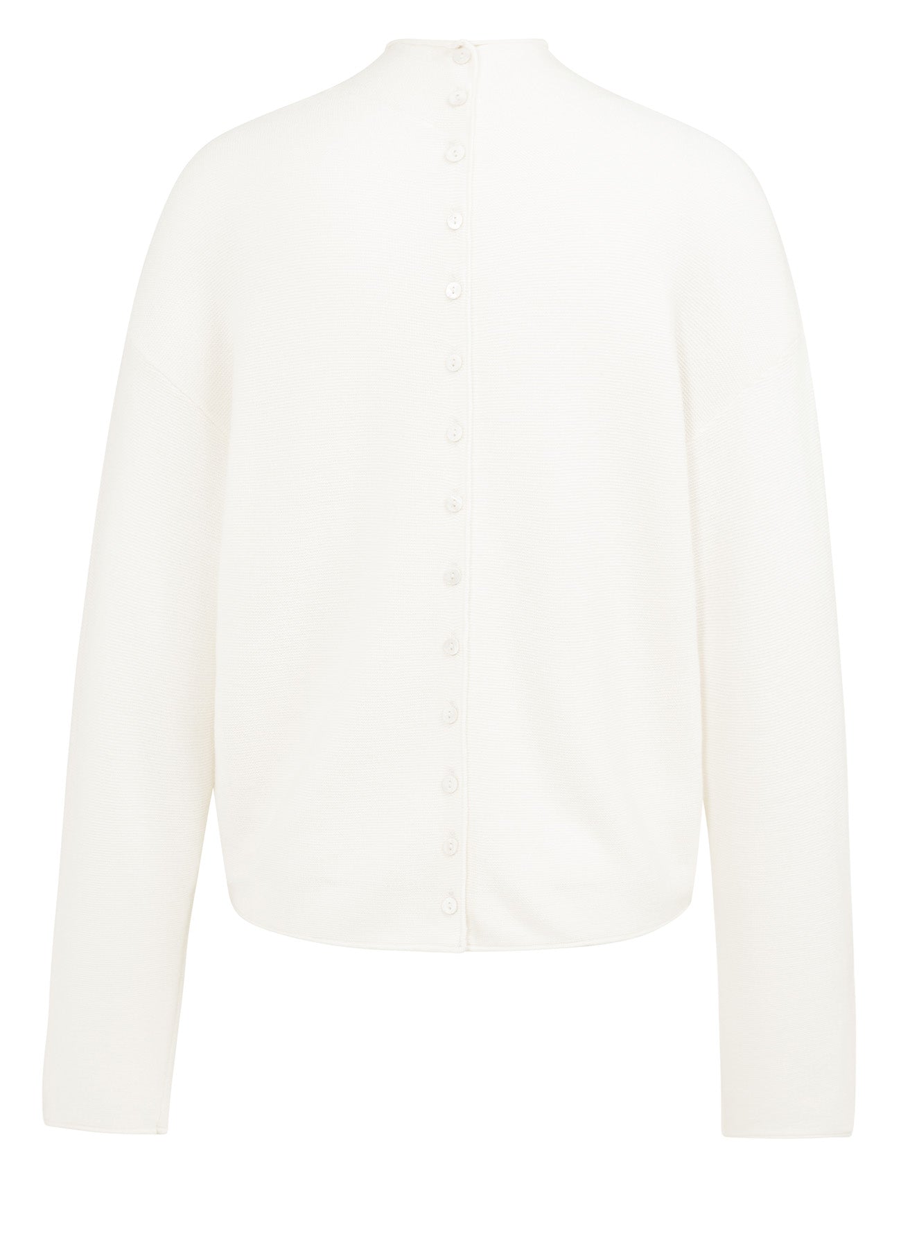 YAYA Textured High Neck Sweater With Buttons Snowfall White 10002