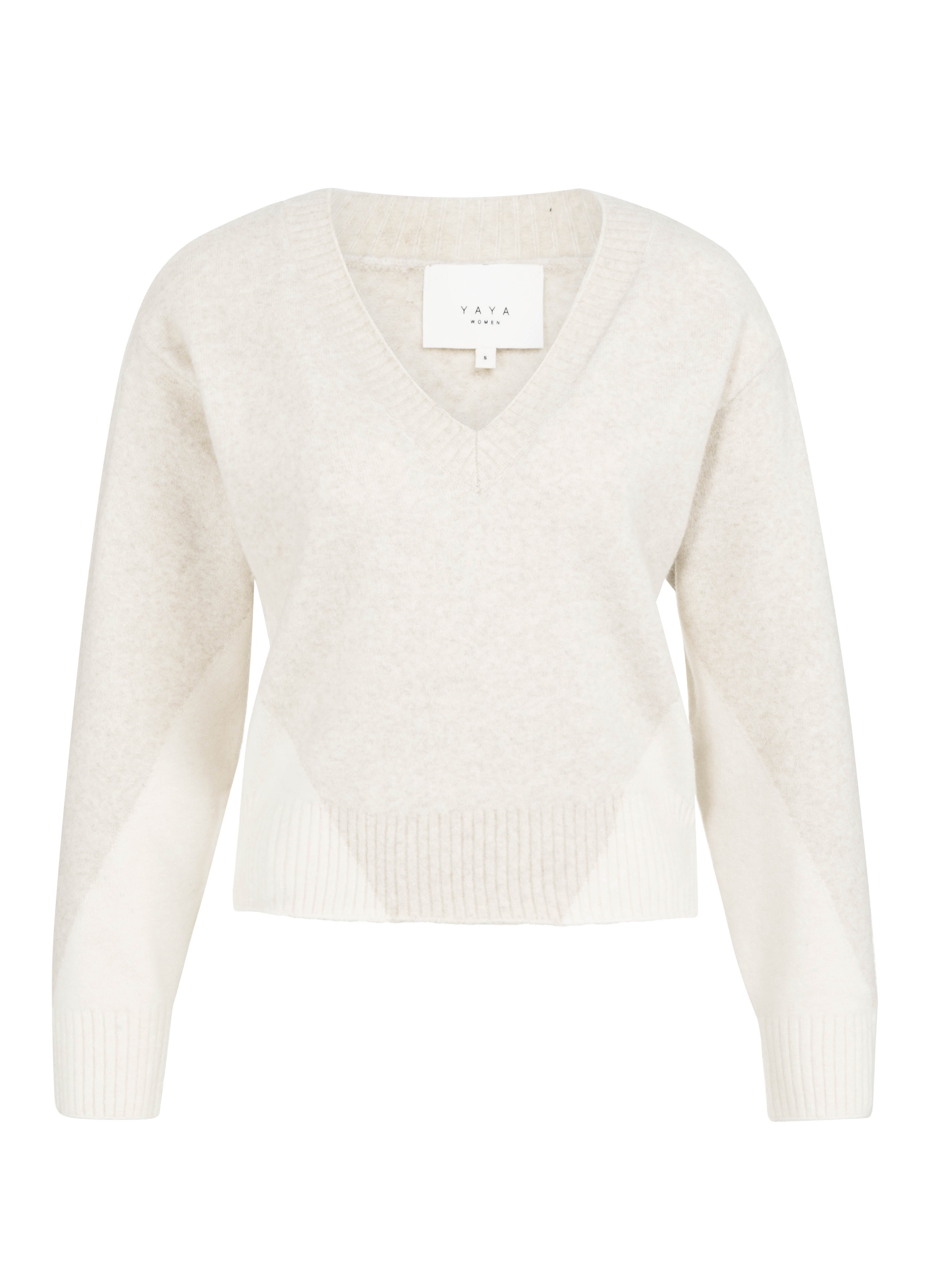 YAYA V-Neck Colorblock Sweater Ls Heather Grey Dessin