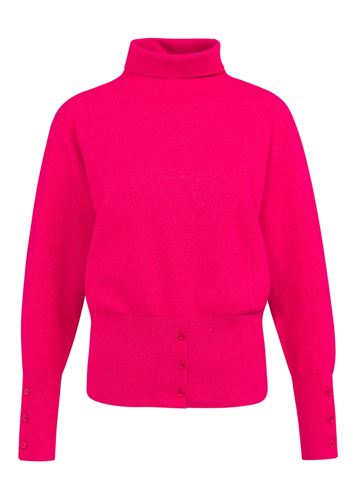 YAYA High Neckline Sweater With Buttons Rose Red 81852