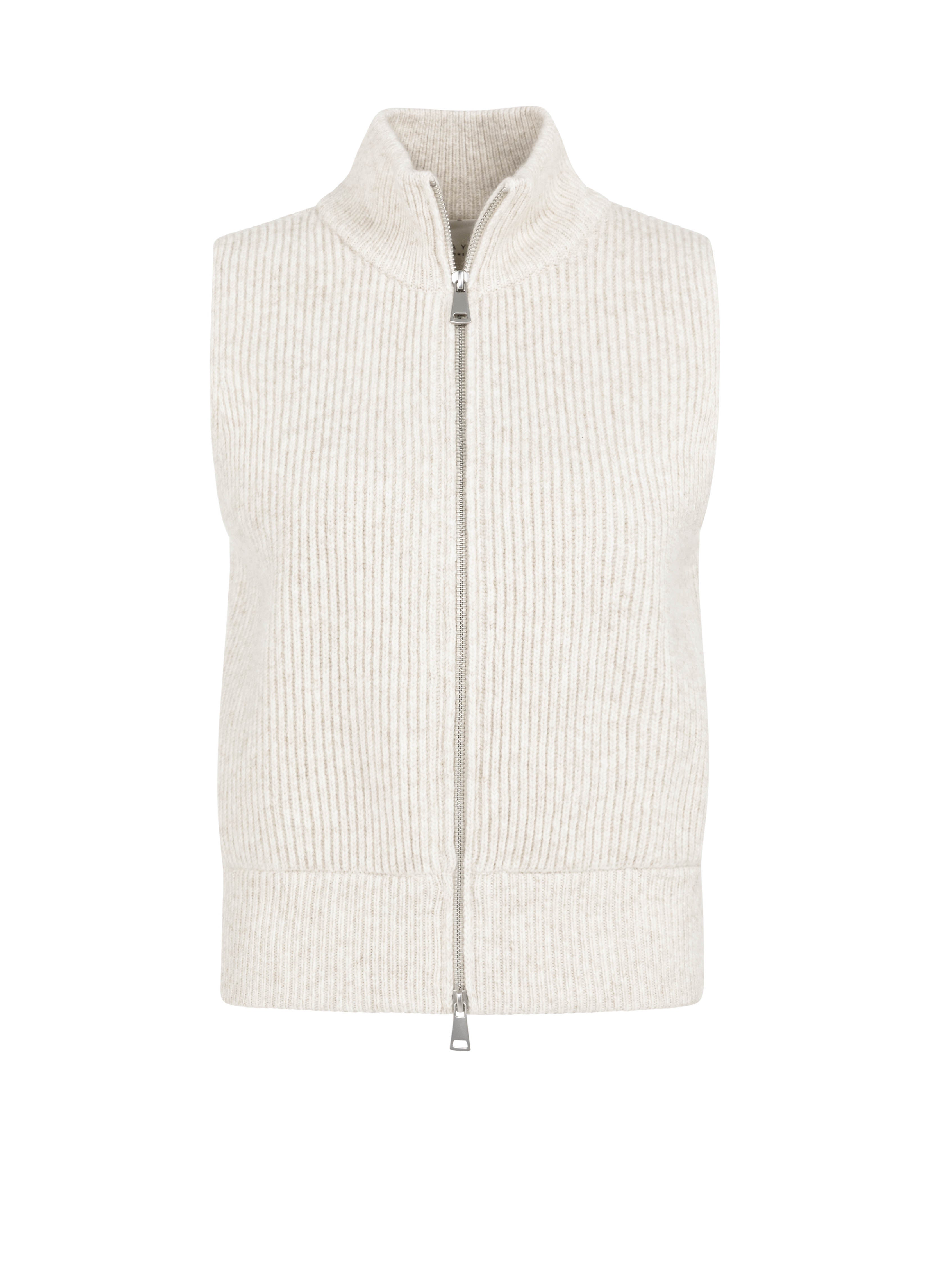 YAYA Knitted Sleeveless Cardigan With Zipper Heather Grey Melange
