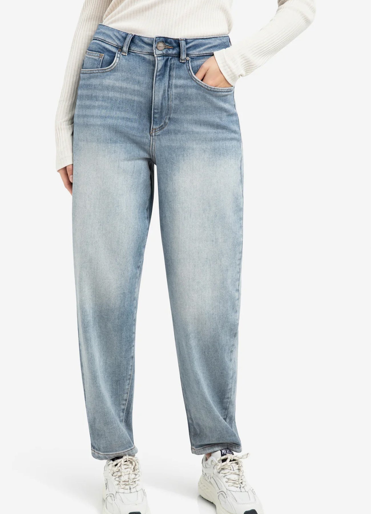 YAYA Loose Fit High Waist Denim Blue Denim