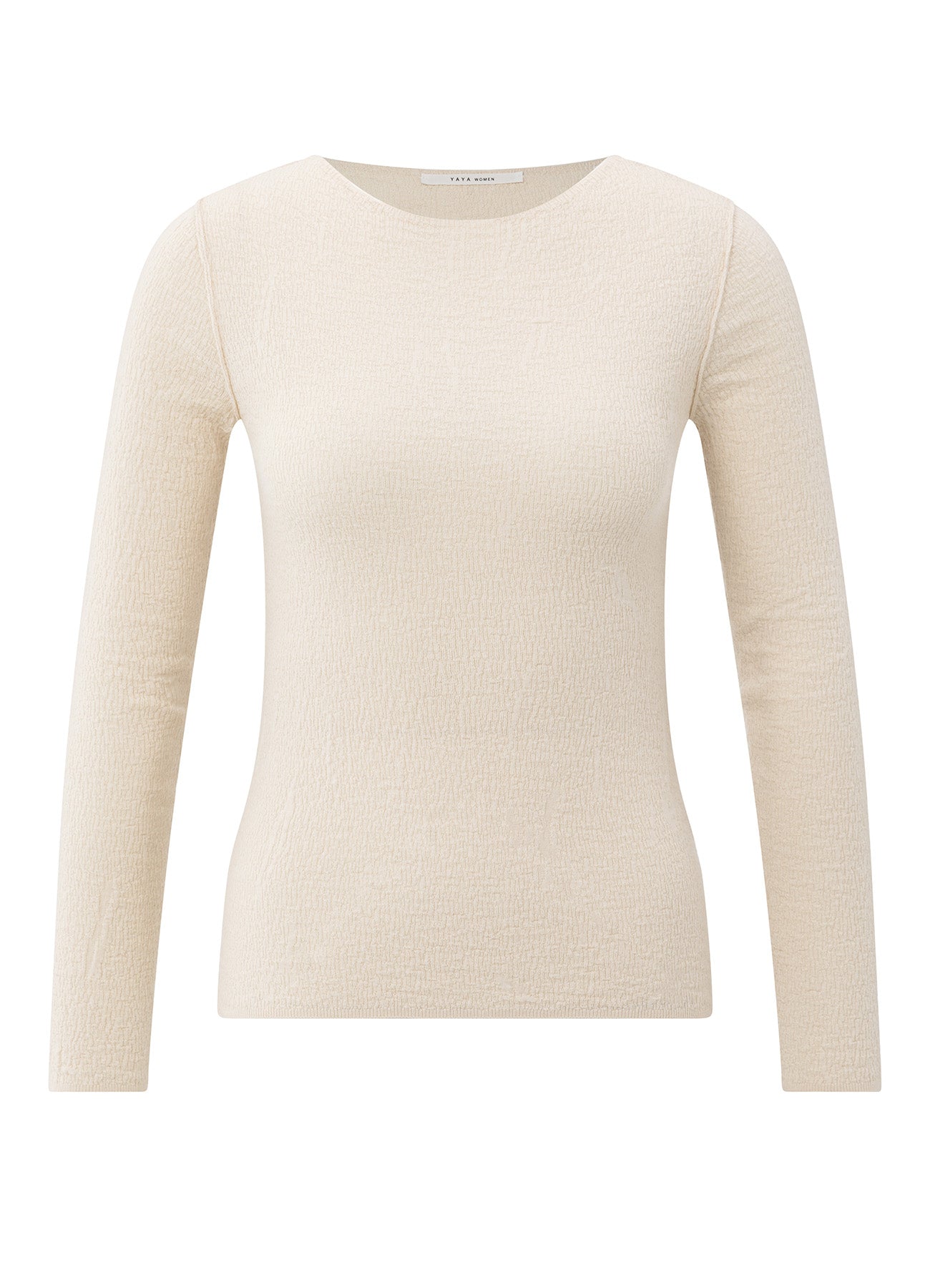 YAYA Light Structured Knitted Top - Chalk White/ Oyster Black