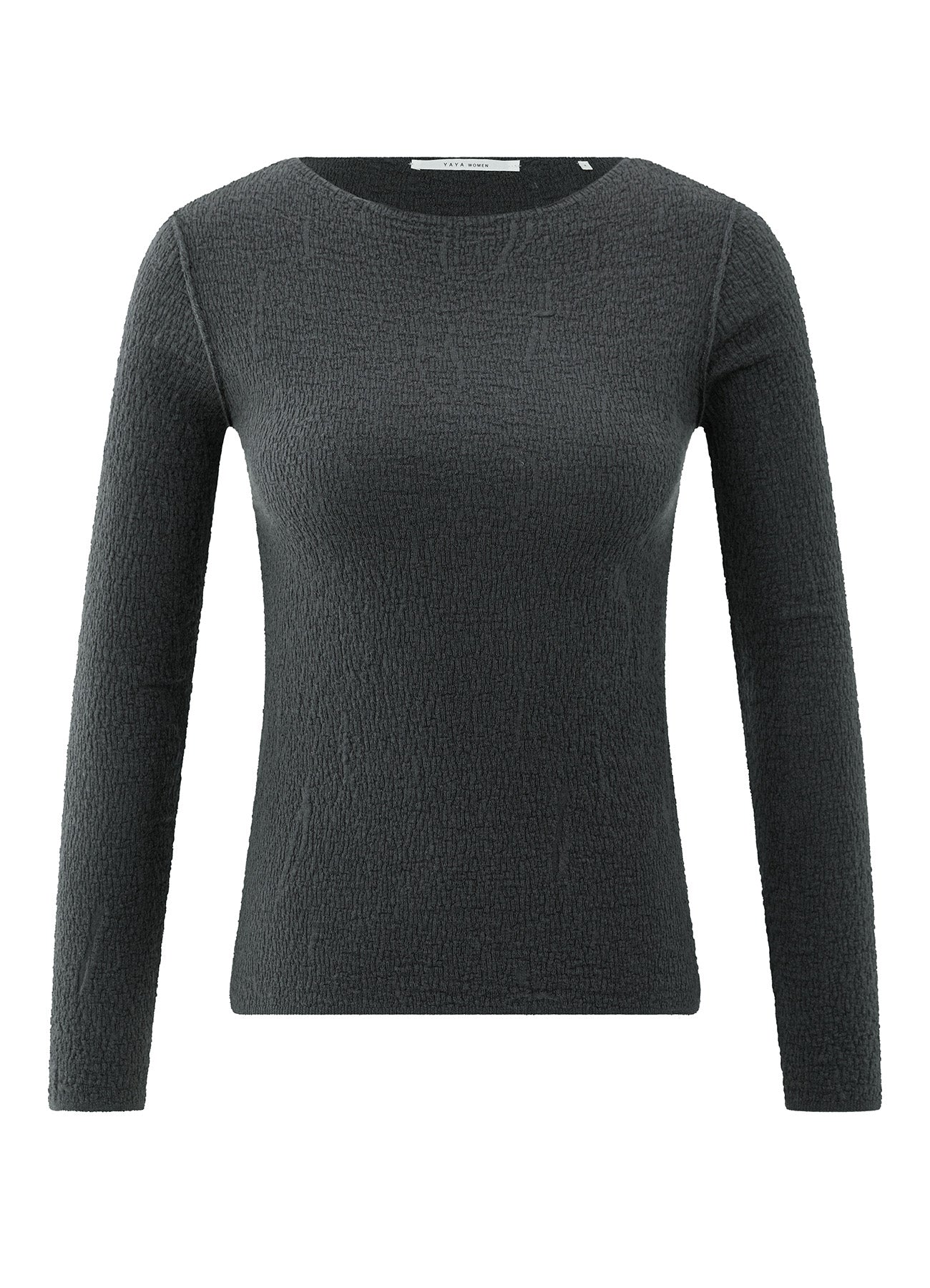 YAYA Light Structured Knitted Top - Chalk White/ Oyster Black