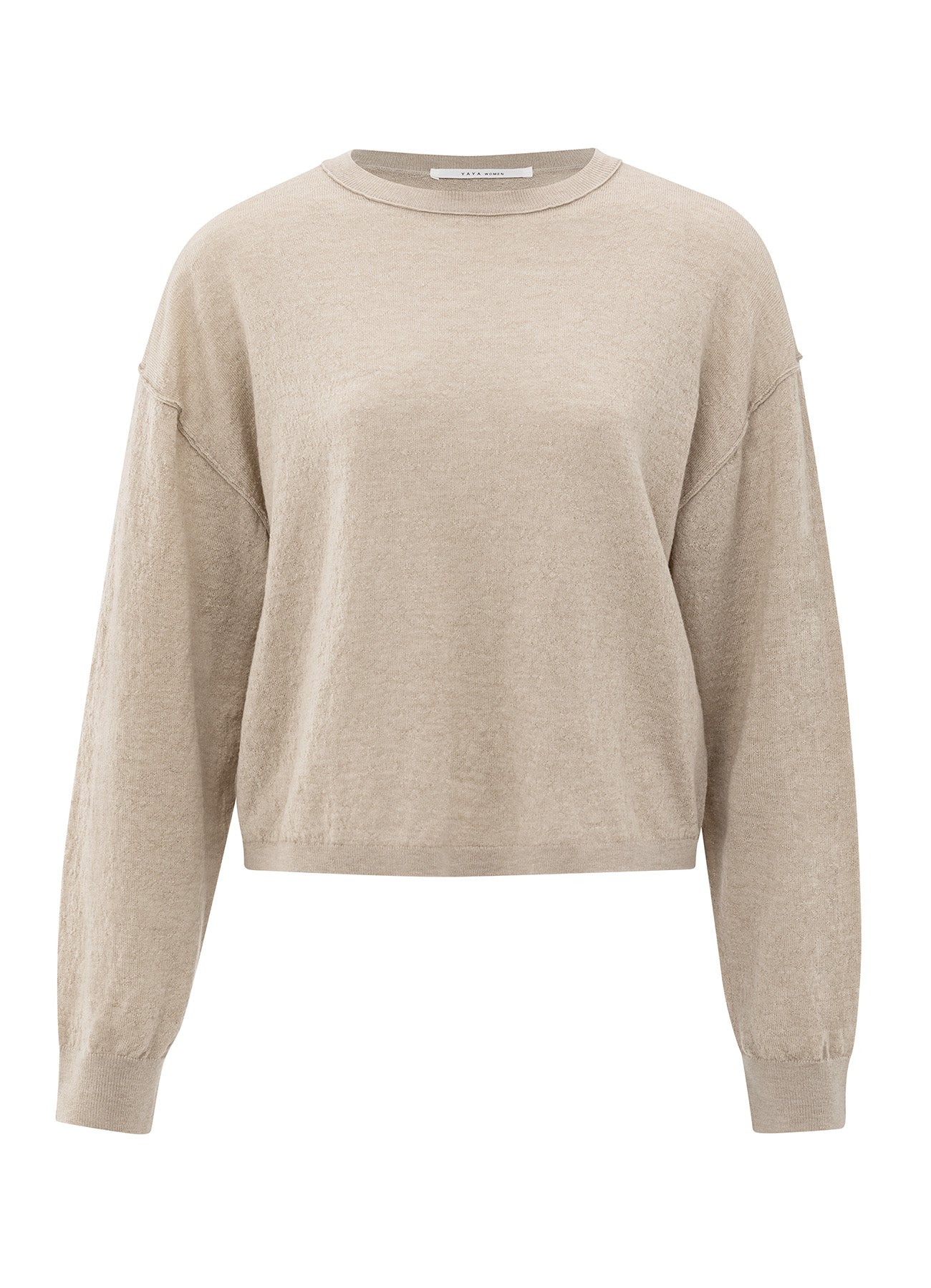 YAYA Textured Round Neck Sweater Ls Inkwell Blue/Grey Melange/Sand Melange