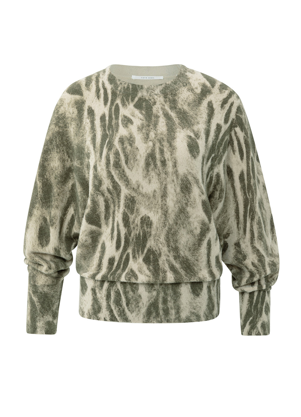 YAYA Pale Khaki Beige Dessin Sweater