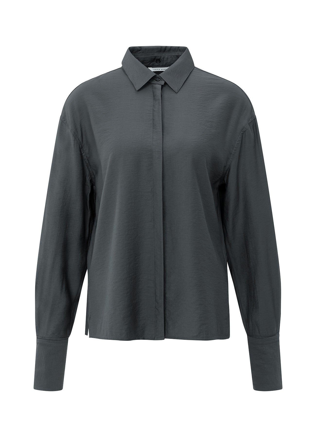 YAYA Shirt With Removable Collar - Oyster Black