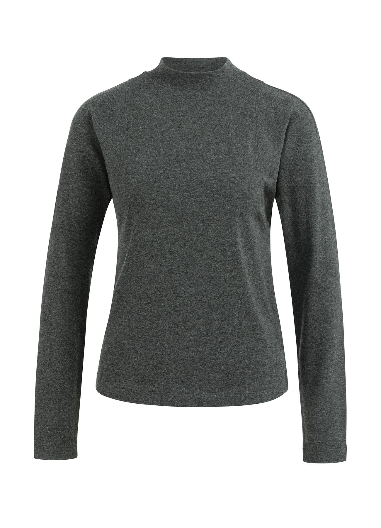YAYA Long Sleeve Mock Neck Top - Anthracite Melange