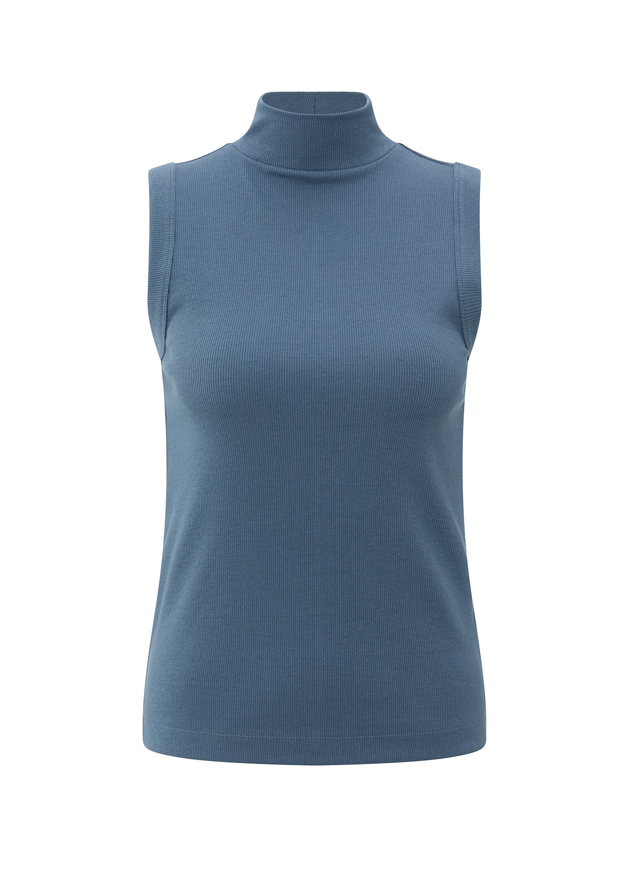 YAYA High Neck Rib Singlet China Blue