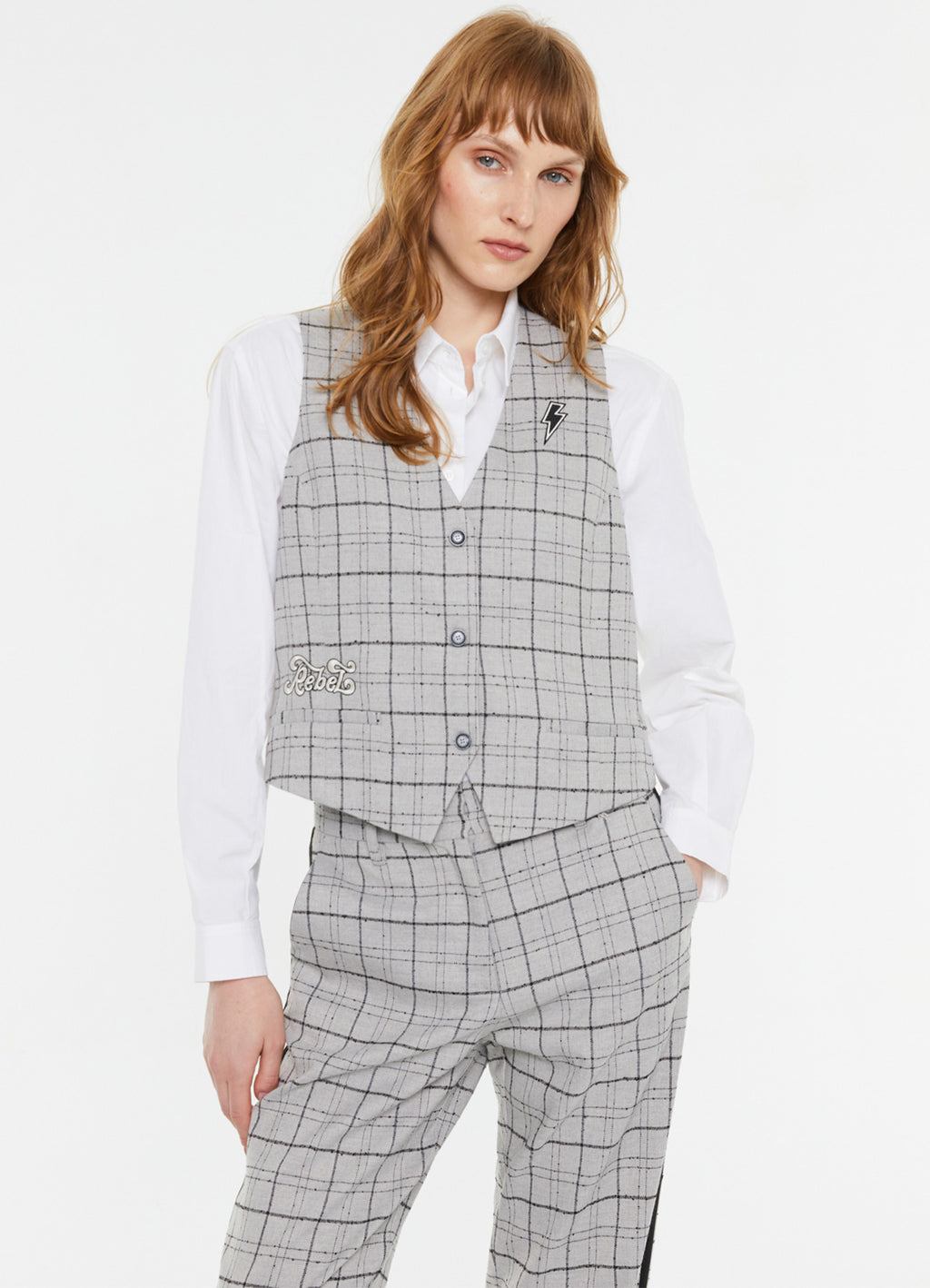 Andam Checkered Grey Vest
